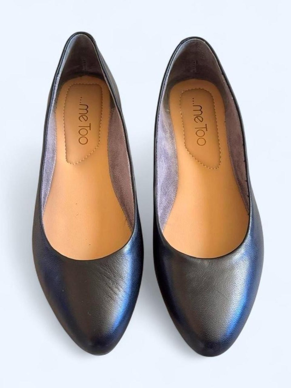 Black Leather Pointed Ballet Flats